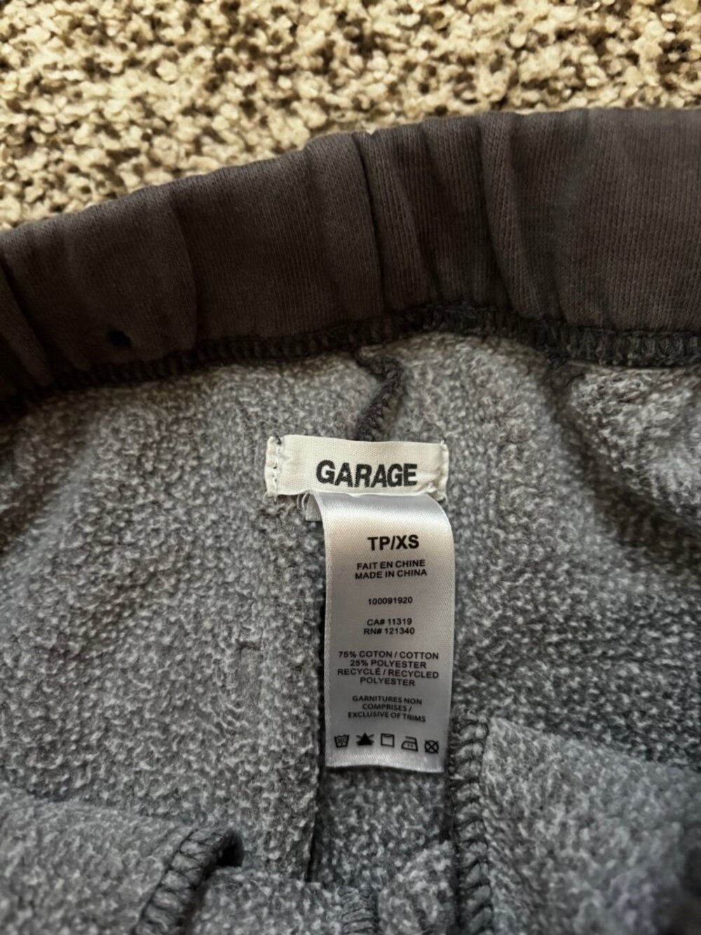 Garage Wide Leg Fleece Sweatpants Charcoal Gray Women's XS - Picture 3 of 3